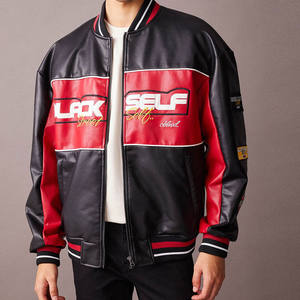 ผู้ผลิตเสื้อผ้าแบรนด์ OEM เสื้อเชิ้ตเดรสฤดูหนาวสำหรับผู้ชายแบบกำหนดเอง เป็นมิตรกับสิ่งแวดล้อม ระบายอากาศได้ดี แขนเสื้อหนัง PU แบบกำหนดเอง สไตล์เบสบอล - Product Image 1