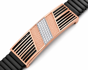 925 Sterling Silver Black Link <b>Bracelet</b> with White Cubic Zirconia Geometric Bar Design High Polish Unisex Party Gift Fashion - Product Image 3