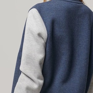 Classic Blue Varsity <b>Jacket</b> Grey Sleeve Letterman Coat Casual Baseball <b>Jacket</b> for <b>Lady</b> College Style Sportswear Button Up Women - Product Image 5