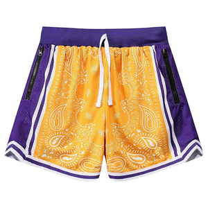 Shorts de sport pour hommes en polyester/coton, taille élastique, maille respirante, pour la course et le basketball, motif uni, style urbain, été - Product Image 1