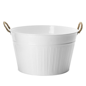 Enfriador de Bebidas de Metal Galvanizado Blanco con Asas para el Hogar y Eventos, Cubo Enfriador de Vino para Bar - Product Image 6