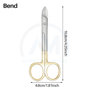 Tijeras Quirúrgicas Curvas de 10.8 cm, Acero Inoxidable, Punta Curva, Instrumento Dental de Ortodoncia, Operación Manual, Certificación CE - Product Image 4