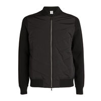 Blouson bomber noir pour homme, fermeture éclair, col montant, rembourrage en polyester, vêtement décontracté pour l'automne