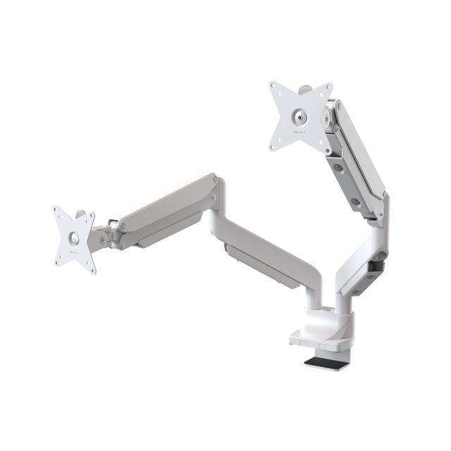 AUKI White 13-49 Inch Gas Spring Monitor Arm VESA Desk Mount Height Adjustable Ergonomic Full Motion Monitor Stand