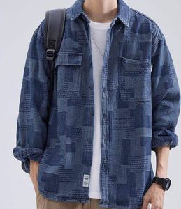 เสื้อเชิ้ตเดนิมผู้ชาย LUXE ATTIRE INDUSTRY ลวดลายวินเทจ ล้างทำความสะอาดได้ เป็นมิตรกับสิ่งแวดล้อม ลายสก็อต สวมใส่สบาย กระดุมติด ทรงหลวม ผ้าฝ้าย ขายส่งราคาถูก - Product Image 5