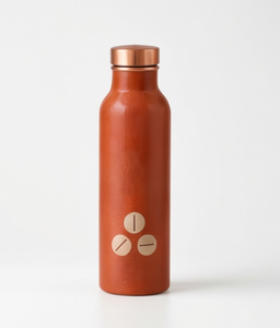 Botella de Agua de Cobre Pintada con Esmalte Ayurvédico Premium, Diseño Artístico de Círculos Geométricos, Botella Deportiva Metálica a Prueba de Fugas - Product Image 1