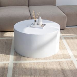 Vandana Astra lunaris โต๊ะกาแฟคอนกรีตสีขาวสำหรับตกแต่งห้องนั่งเล่นที่ทันสมัย - Product Image 1