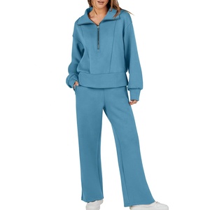 Ropa deportiva de alta calidad con logotipo personalizado, trajes de dos piezas, chándal liso de Color sólido, conjuntos de chándal para mujer, conjunto de ropa para mujer - Product Image 1