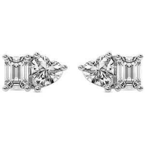 Nuevos pendientes de diamantes de laboratorio con corte clásico Gold Divine Double Flame (1 Ct.) Tw. Joyería de calidad VS1, VVS1 para mujeres y niñas - Product Image 1