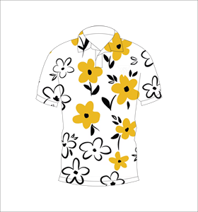 เสื้อโปโลพิมพ์ลายดอกไม้สีขาวและสีเหลืองสำหรับผู้ชายแขนสั้นลำลองแฟชั่นฤดูร้อนเสื้อโปโลกอล์ฟ - Product Image 1