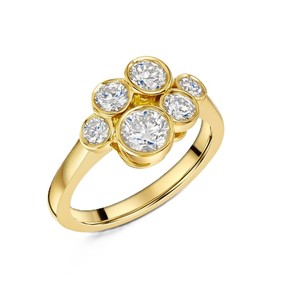 Bague de fiançailles élégante en or massif 14K/18K avec diamant de laboratoire rond serti clos et moissanite, bague de mariage - Product Image 3