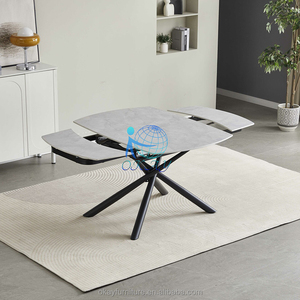 Bộ bàn ăn bằng đá 6 chỗ: bàn xoay, xoay, hình bầu dục và có thể mở rộng với ghế - Product Image 1