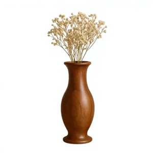 Vase à fleurs en bois pour la décoration de la maison |   Vase à fleurs en bois artisanal, porte-fleurs décoratif pour table, salon, chambre, bureau - Product Image 1