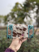 Dompet Kulit Sapi Asli Ukiran Tangan Desain Baru, Dompet Genggam Bergaya, Dompet Kulit Barat Multifungsi
