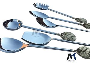Juego de Cucharas de Té Plateadas con Diseño de Hoja, Acabado Espejo, Mango Largo, Estilo Clásico para Uso en la Cocina - Product Image 3