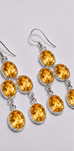 Citrine <b>Dangle</b> <b>Earrings</b> 925 Sterling <b>Silver</b> <b>Earrings</b> Golden Citrine Chandelier <b>Earrings</b> Handmade November Birthstone Jewelry G - Product Image 3