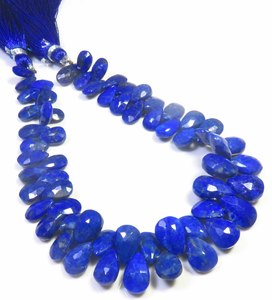 Perles de pierres précieuses naturelles de qualité supérieure en Lapis Lazuli, taille poire, facettées, percées sur le côté, 7-11mm, bleues, brin de 8 pouces, pour DIY - Product Image 5