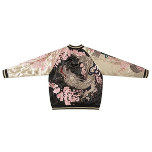 เสื้อแจ็คเก็ตบอมเบอร์พรีเมียมดีไซน์สำหรับผู้ชาย รุ่นซูกะจัง ของที่ระลึกสุดหรู แฟชั่นสตรีทไฮเอนด์ ลายฟีนิกซ์สี่ตัว ผ้าแคนวาสแบบกลับด้านได้ - Product Image 6