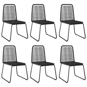 Set da Pranzo in WPC e Alluminio Nero e Marrone con Rattan in PVC e Acciaio per Uso in Giardino - Product Image 5