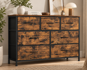 Commode industrielle rustique en bois à 6 tiroirs avec structure métallique pour le rangement de la chambre - Product Image 5