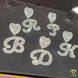 Custom Letter Pendant Necklace Silver <b>Iced</b> <b>Out</b> Moissanite Diamond Hip Hop Jewelry Cuban Link <b>Chain</b> - Product Image 6
