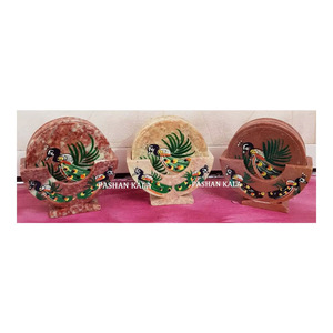Natural Soapstone Handmade Round Shape Unique Birds Design Tea <b>Coaster</b> <b>Set</b> Use For Home And Hotel Decoration In Best Price Range - Product Image 3