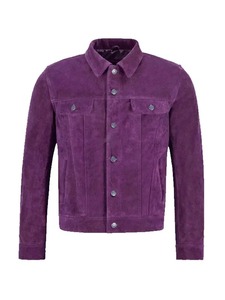 แจ็คเก็ตหนังกลับแท้สีม่วงคลาสสิก - Product Image 1