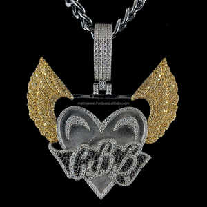 เครื่องจิวเวลรี่ตามสั่งคอลเลกชั่นจี้ปีกนกเพชรโมอิสซาไนต์เครื่องประดับแนวฮิปฮอป3D ดีไซน์หลังแบบกำหนดเอง - Product Image 1