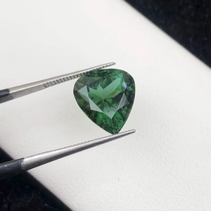 Turmalina Verde Natural Vívida, Sin Calentar, Sin Tratar, Corte Pera, Piedra Preciosa de Afganistán, Suelta, Certificada - Product Image 1