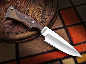 มีดสกินเนอร์เหล็กกล้าคาร์บอนสูงทำมือ ด้ามไม้ พร้อมปลอกหนัง สำหรับล่าสัตว์ กิจกรรมกลางแจ้ง ตั้งแคมป์ เอาตัวรอด พร้อมปลอก - Product Image 5