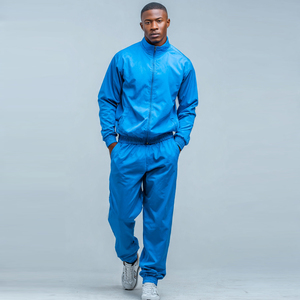 Survêtement en polyester à col montant pour homme, 100 % polyester, avec fermeture éclair, style streetwear, en nylon - Product Image 1