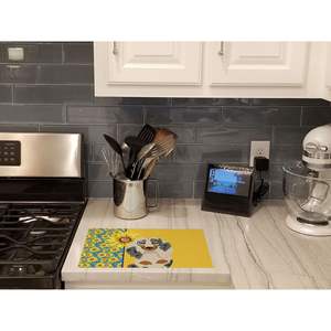 Summer Sunflowers Dapple Dachshund Planche à découper décorative en verre trempé Grande taille Planche de service de cuisine Assiettes à vaisselle - Product Image 2