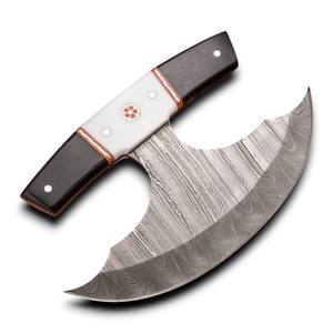 Cuchillo Ulu Premium, Diseño Tradicional Inuit, Hoja de Acero de Damasco, Mango Ergonómico, para Cocina, Procesamiento de Carne, Caza, Bajo MOQ, OEM - Product Image 1