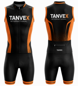 Ensemble de maillot de cyclisme unisexe TANVEX INTERNATIONAL, écologique, imprimé camouflage noir, respirant, en spandex et polyester, fermeture éclair intégrale - Product Image 2