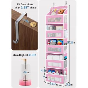 Organisateur de porte en tissu à 5 étagères, rangement suspendu avec grandes poches de rangement, anti-basculement, capacité de charge de 44 lb - Product Image 2