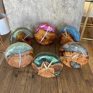 High Designee Antique Resin Wood Table <b>Clock</b> Red Color Home Living Room Office Kids Room Table Watch Selling Handmade Product - Product Image 2