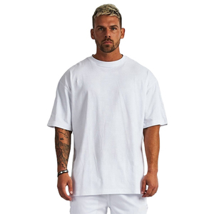 Eco-Friendly Boxy Style <b>Long</b> Length High Quality Oversized O-Neck Drop Shoulder Men's 100% Cotton T-Shirt Custom Printed Solid - Product Image 1