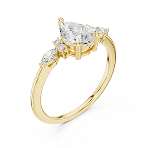 Bague en diamant taille marquise et poire en gros, montures en or 14k 18k et platine, bijoux personnalisés en pierres précieuses véritables pour femmes - Product Image 6