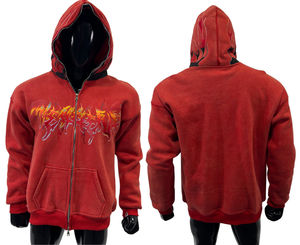 Hoodie bling à fermeture éclair intégrale pour les marques de streetwear, en molleton de coton, personnalisable avec strass, faible MOQ - Product Image 1