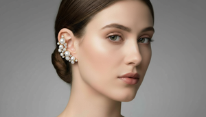 Boucles d'oreilles de luxe en or 18 carats avec perles en grappe, bijoux fins - Product Image 2