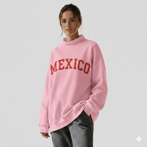 Sudadera de punto de manga larga para mujer, cuello simulado, holgada, informal, para invierno, con opción de logotipo frontal personalizado OEM - Product Image 2