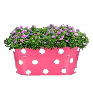 12 Inch Modern Metal <b>Railing</b> <b>Planters</b> Balcony | Anti-Rust Weatherproof Elliptical Pattern <b>Planters</b> Fence Grill Home Garden | - Product Image 1