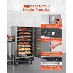 Scaldavivande Elettrico Commerciale a 8 Livelli in Acciaio Inossidabile con Vassoio Raccogli-Acqua, Porta Singola e Ripiani Regolabili - Product Image 6