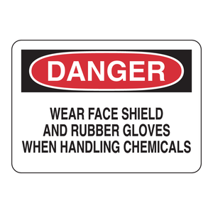 Panneau de signalisation de sécurité Brady Danger pour la manipulation de produits chimiques en laboratoire - Protection faciale et gants en caoutchouc requis - Product Image 3