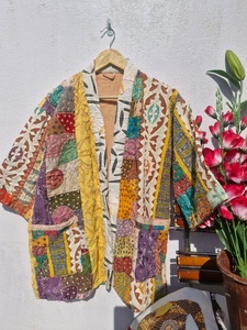 Vintage Gudri Cotton Bomber Jacket Quilted Women <b>Patchwork</b> Kantha Boho Ethnic Winter Outerwear Hooded Reversible Eco-Friendly - Product Image 1