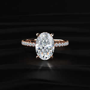 Anillo de Boda de Oro Rosa con Moissanita Ovalada de 3.35CT, Joyería Fina Hecha a Mano para Comerciantes y Revendedores de Joyería a Nivel Mundial - Product Image 1