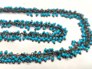 1 Foot- Smooth Turquoise Grape Beaded 2mm Cluster Chain. <b>Wire</b> Wrap Angoori Chain - Product Image 4