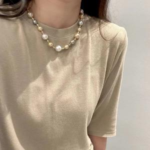 Elegante Collar de Perlas de Agua Dulce, Cadena para Clavícula, Diseño Simple y Moderno, Perla Natural para un Estilo Elegante y Romántico - Product Image 3