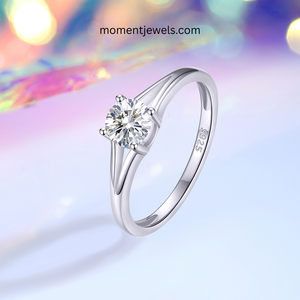 Minimalist 925 <b>Sterling</b> <b>Silver</b> Moissanite Open <b>Ring</b> for Women Simple Style <b>Adjustable</b> Zircon <b>Ring</b> Rhodium Plated O-Shape - Product Image 1