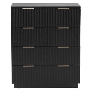 Comò FCH Black P2 in fibra di legno e MDF, 72x41x94 cm, con motivo ondulato e cassettiera a cinque livelli con quattro cassetti - Product Image 2